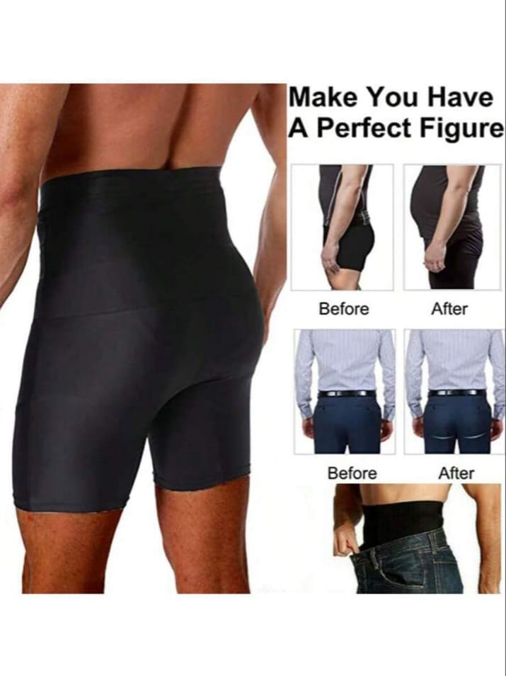 Men's High-Waist Compression Shapewear Shorts – Tummy Control & Thigh Slimming Body Shaper